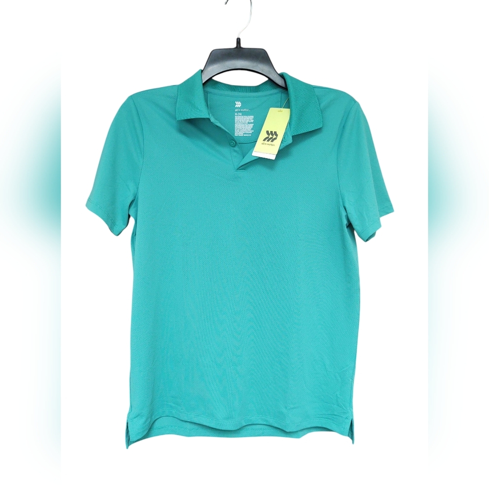 NWT All In Motion Teal Dri-Fit Polo Shirt Boys 14